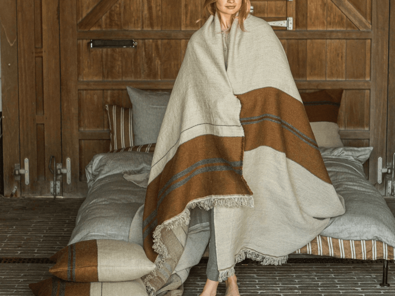 Libeco Highland Stripe Linen and Wool Coverlet image